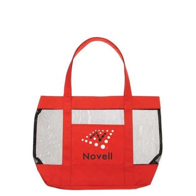 Custom Surfside Mesh Promotional Tote Bag - 17.5"w x 12"h x 4"d