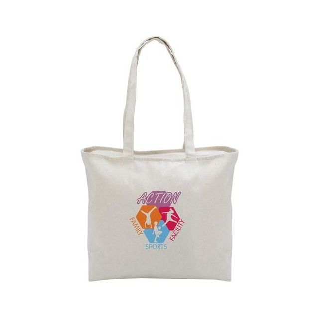 Full Color Cotton Zippered Custom Tote Bag - 17.5"w x 13"h x 5"d