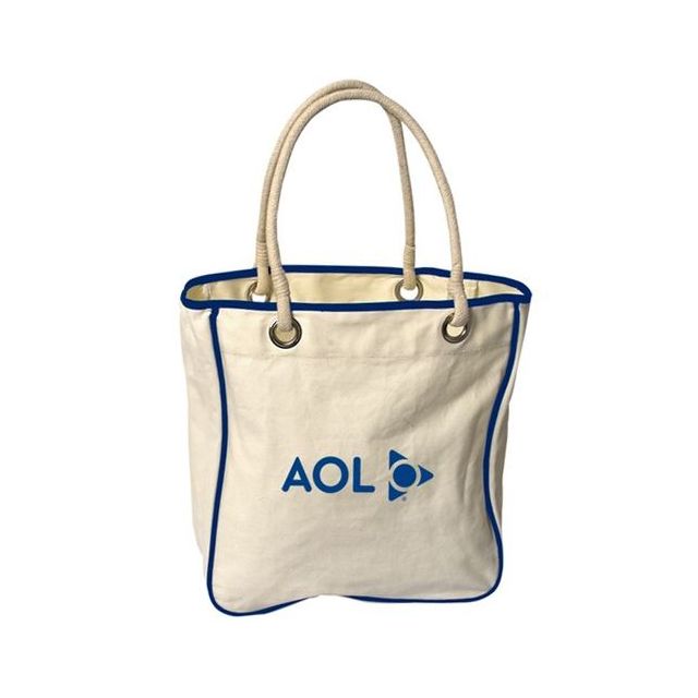 Custom Cotton Canvas Tote Bag w/ Colored Piping - 13.5"w x 14"h x 5.5"d