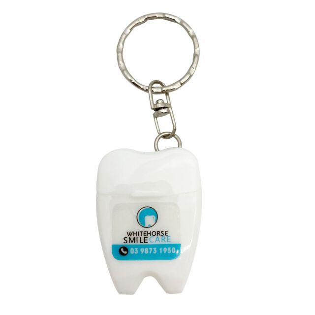 Full Color Custom Tooth Shaped Dental Floss Dispenser Keyring