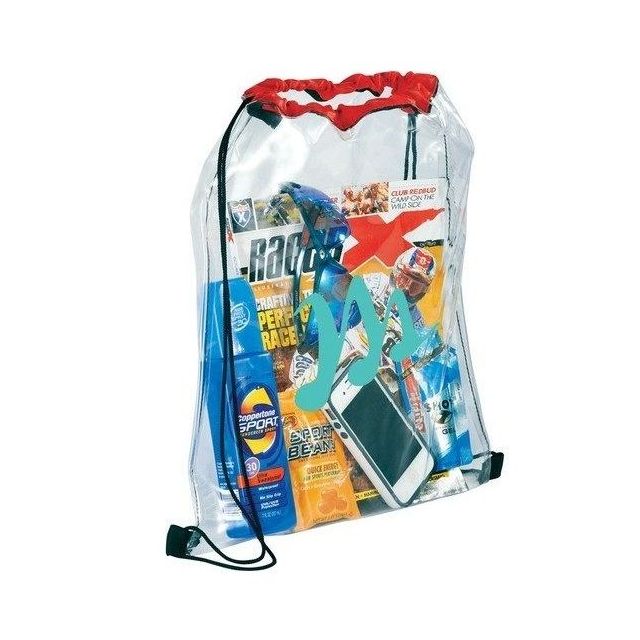 Clear Custom Drawstring Backpack - 13.25"w x 15.25"h