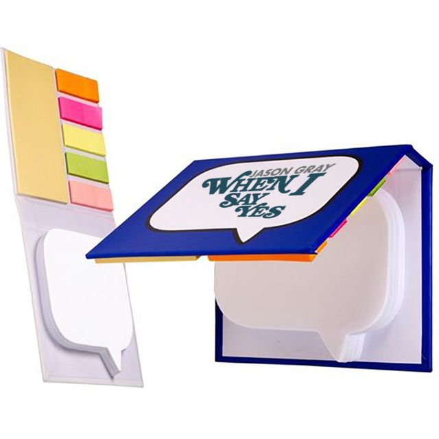 Full color Custom Word Bubble Sticky Notes w/ Flags Set