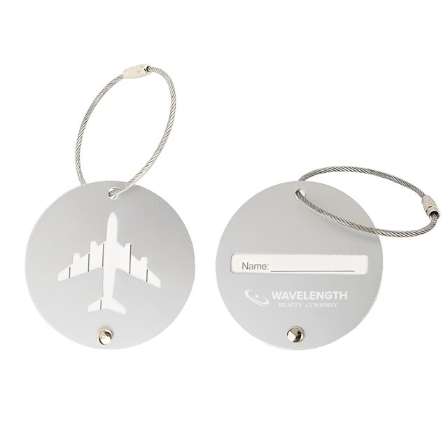 Custom Round Metal Airplane Luggage Tag