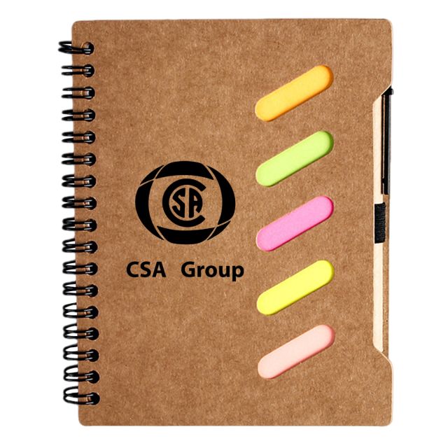 Spiral Bound Custom Notebook w/ Sticky Notes & Pen