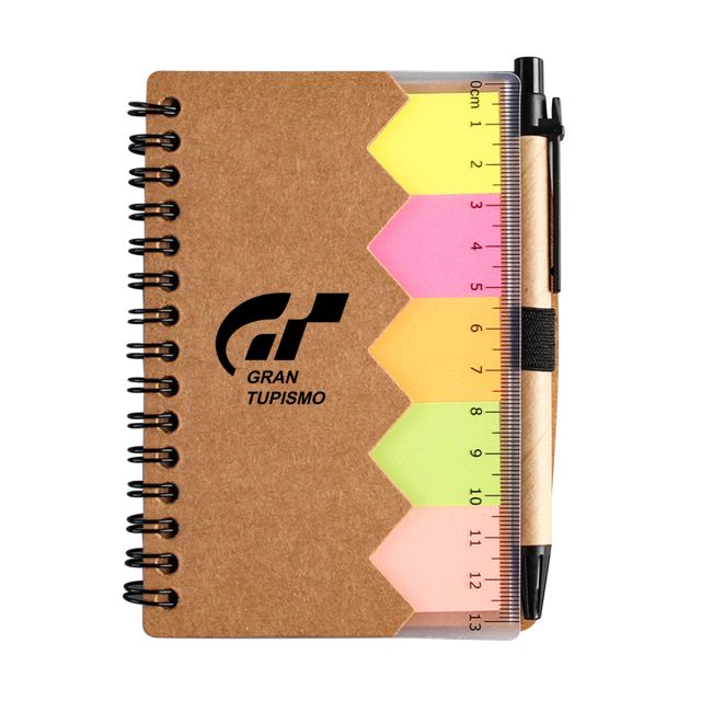 Custom Spiral Bound Ruler Notebooks w/ Flags & Pen