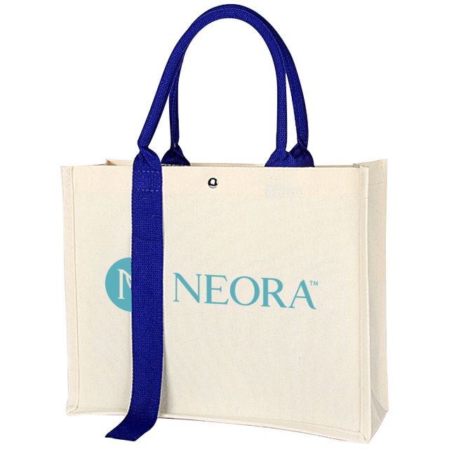 Custom Vertical Laminated Canvas Beach Tote - 13.75"w x 11.8"h x 5"d