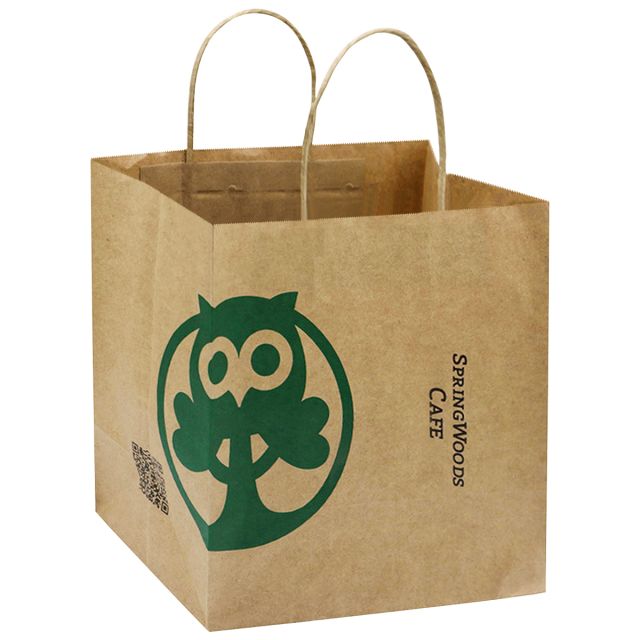 Custom Kraft Paper Takeout Bag - 12"w x 12"h x 10"d