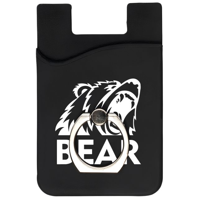 Custom Silicone Cell Phone Wallet w/ Ring Phone Stand