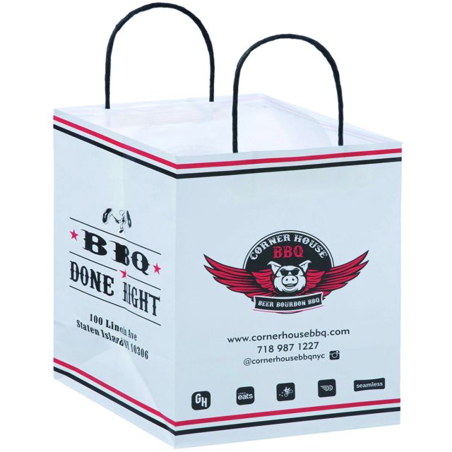 Custom White Paper Takeout Bag - 12"w x 12"h x 10"d