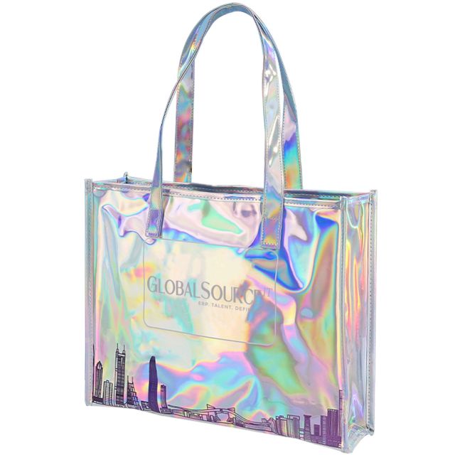 Custom Holographic Shopper Tote - 17"w x 13"h x 5"d