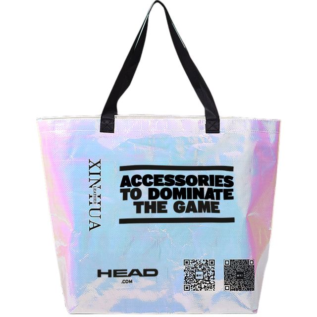 Custom Holographic Laminated PP Woven Tote Bag - 17.7"w x 13"h x 4"d