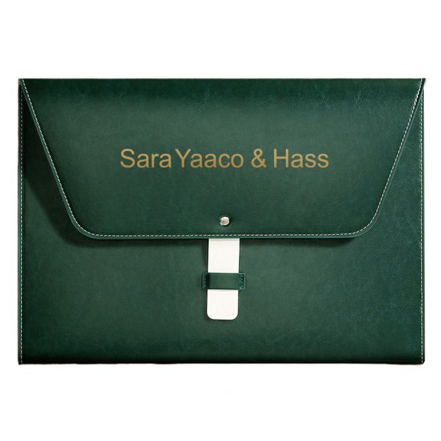 Custom Leatherette A4 Document Envelope w/ Closure Strap