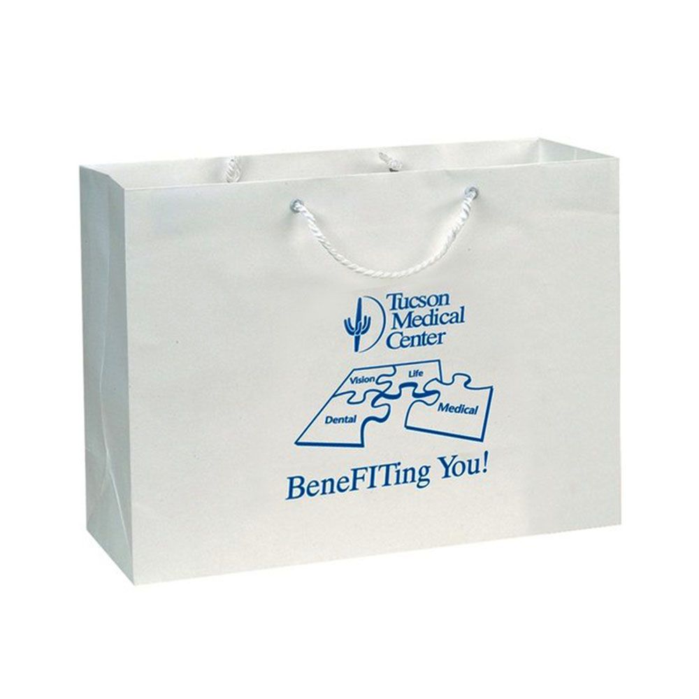 Custom White Kraft Euro Tote - 16"w x 12"h x 6"d