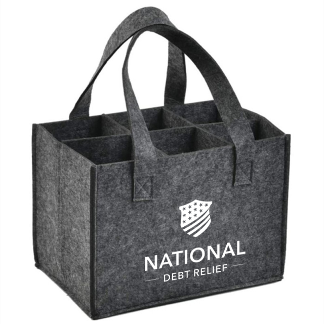 Custom 6 Bottles Felt Wine Tote Bags w/ Divider - 9.5"w x 6.3"h x 6.3"d