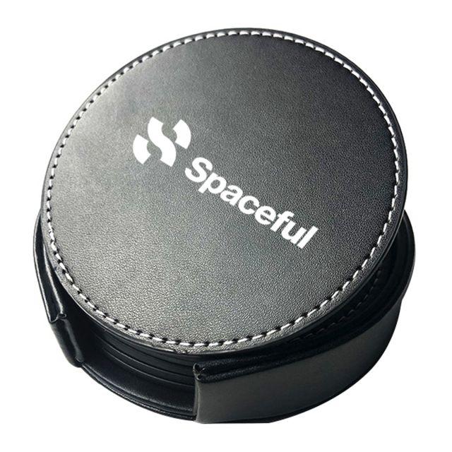 Custom Round PU Leather Coaster Set