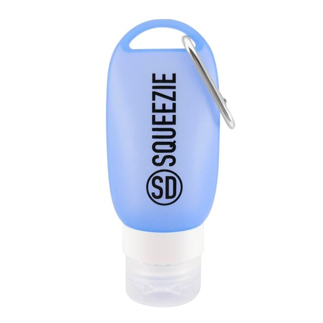 Custom Silicone Reusable Travel Bottle w/ Carabiner