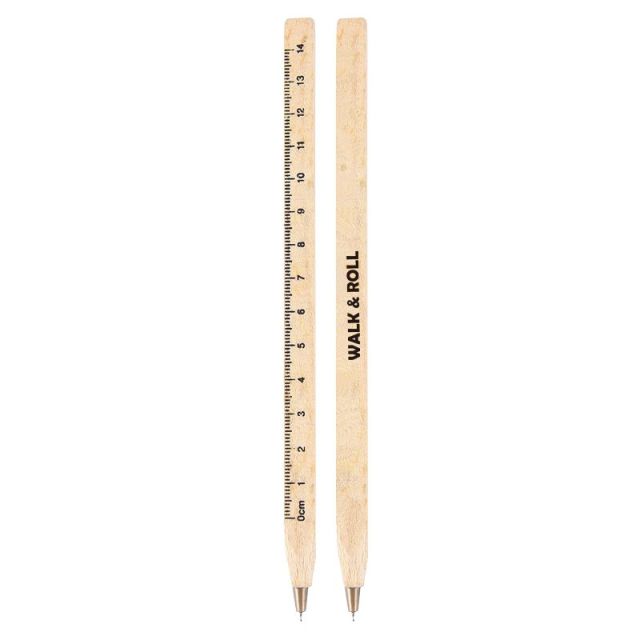 Custom Log Wooden Ballpoint Pen w/ Ruler