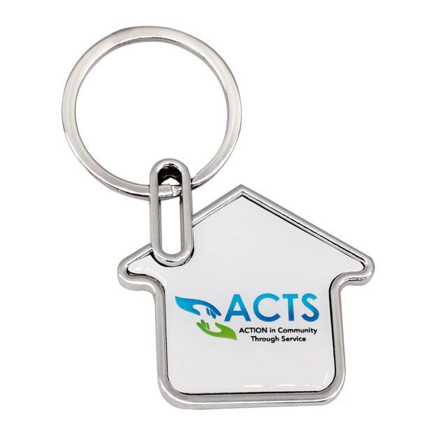 Custom Colored House Shaped Zinc Alloy Keychain