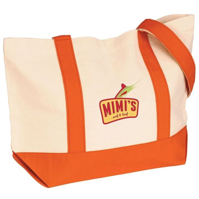 Full Color Classic Custom Cotton Canvas Tote w/ Snap Closure - 20"w x 13"h x 6"d