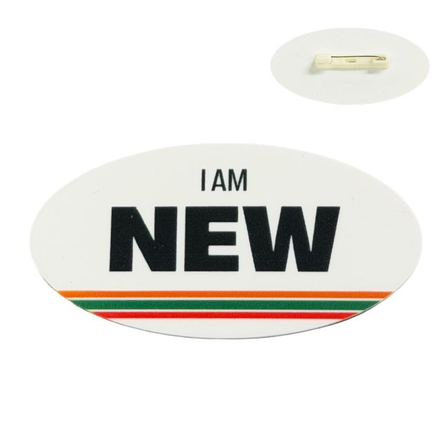 Full Color Custom Oval Name Badge Pin - 3" x 2"