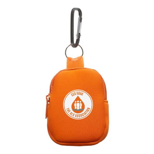 Full Color Custom Portable Coin Pouch w/ Carabiner