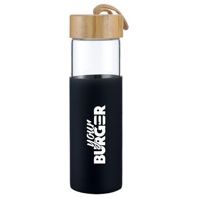 Custom Silicone Sleeve Glass Tumbler w/ Strap - 18 oz.