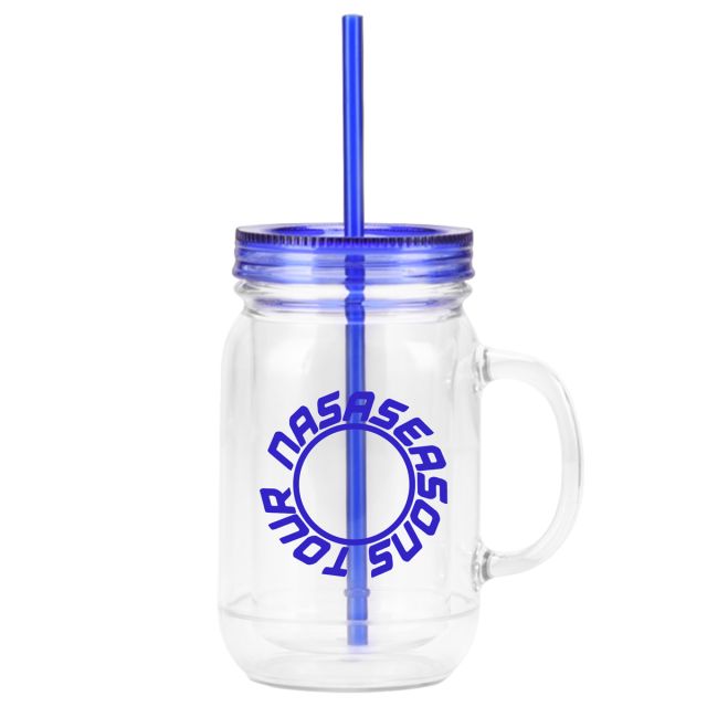 Custom Plastic Mason Jar w/ Handle - 20 oz.