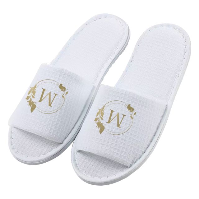 Custom Open Toe Waffle Weave Slippers