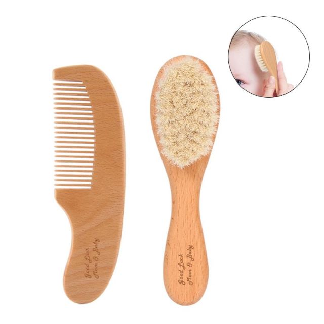 Custom Wooden Baby Brush & Comb Set