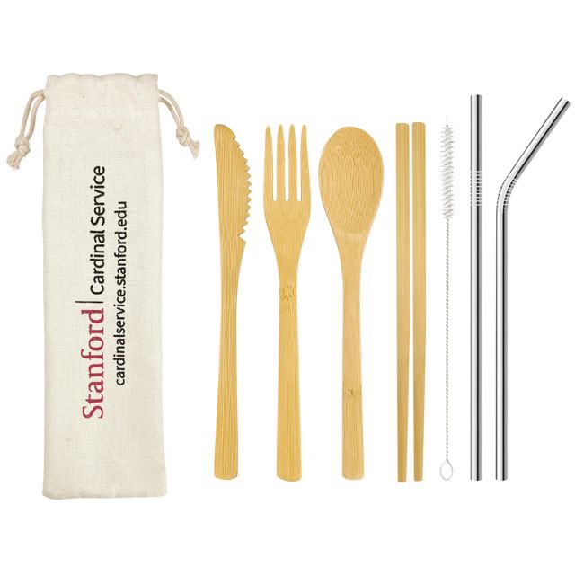 Custom Eco-friendly Utensil Set w/ Travel Pouch - 7 Piece
