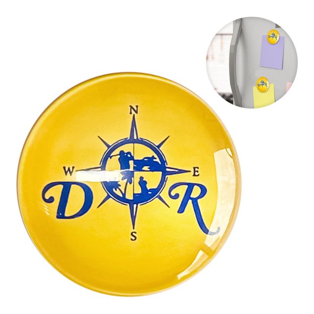 Full Color Custom Crystal Glass Refrigerator Magnet - Round