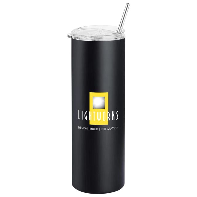Custom Skinny Stainless Steel Tumblers w/ Straw - 20 oz.