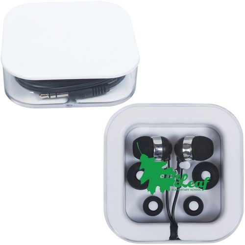 Square Promotional Ear Buds w/ Custom Case
