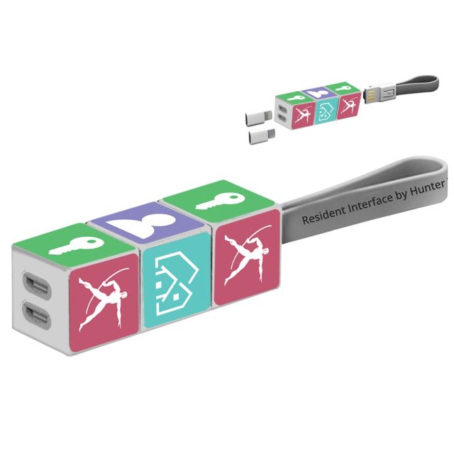 Custom 3-in-1 Rotate Cube Charging Cables Keychain