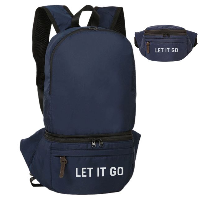 Full Color Custom Foldable Backpack w/ Waist Pack