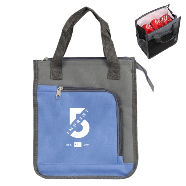 Custom Two-tone Lunch Cooler Tote - 8.6''w x 10.2''h x 4.7''d