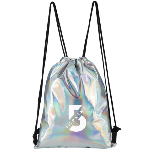 Custom Holographic Drawstring Bag - 13.5"w x 17.5"h