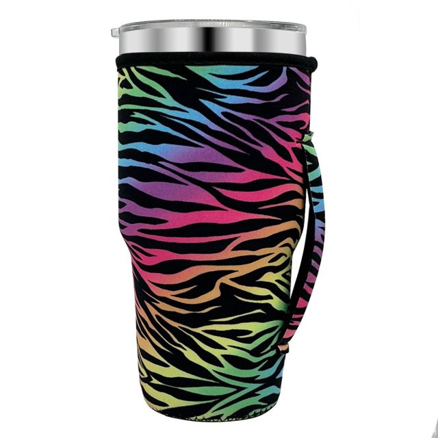 Full Color Custom Reusable Neoprene Tumbler Sleeve Cooler - 30 oz.