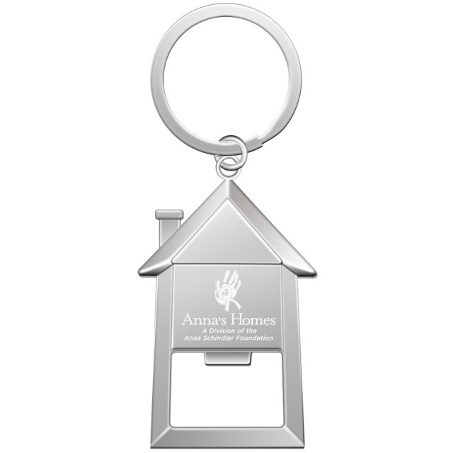 Zinc Alloy Custom House Shape Key Ring w/ Bottle Openers