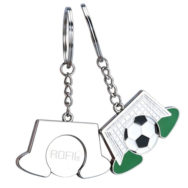 Custom Soccer Goal Keychain w/ Trolley Coin