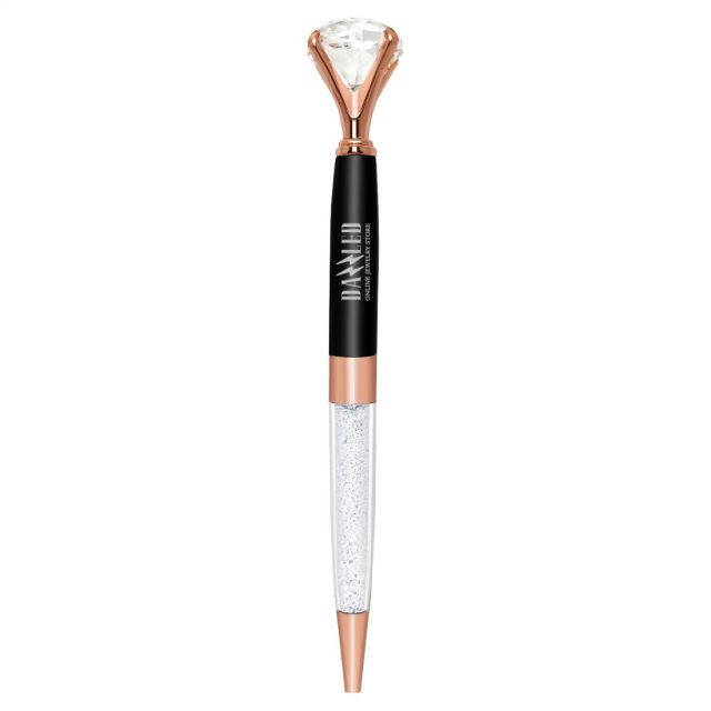 Custom Diamond Metal Ballpoint Pen w/ Small Crystal