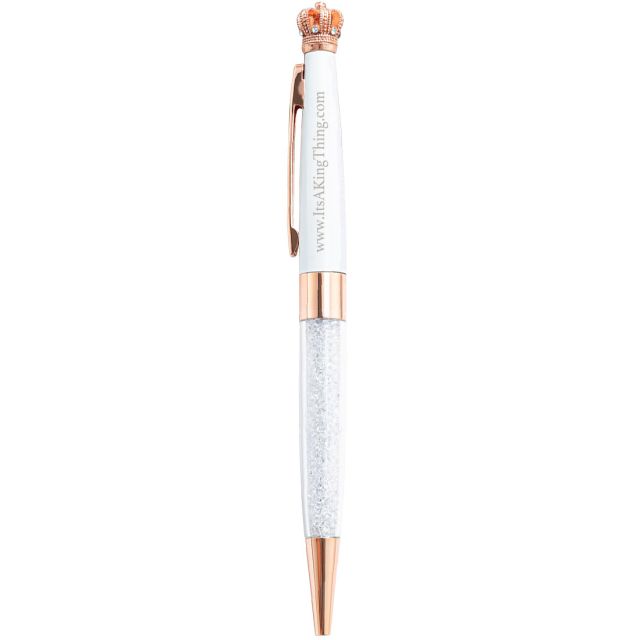 Custom Crown Top Ballpoint Pen w/ Small Crystal