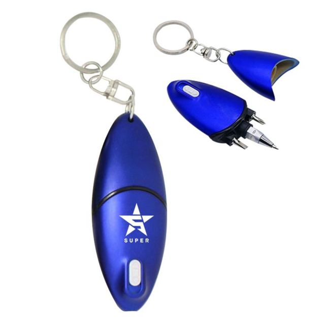 Custom 5-in-1 Stylus Ballpoint Pens w/ Keychain Light