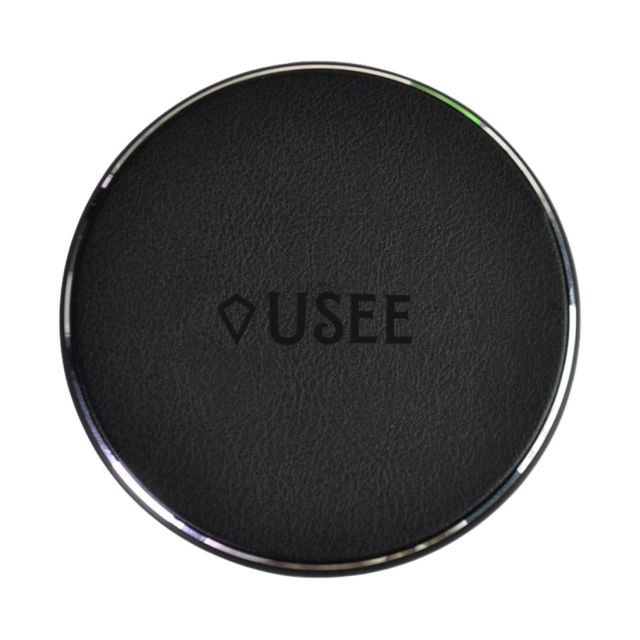 Custom Leatherette Wireless Fast Charging Pad w/ Metal Trim