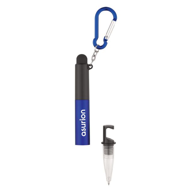Light Up 4-In-1 Promotional Stylus Pen w/ Carabiner