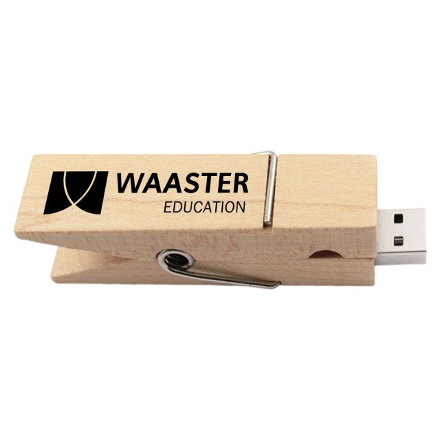 Custom Clothespin Shaped Wood USB Flash Drive