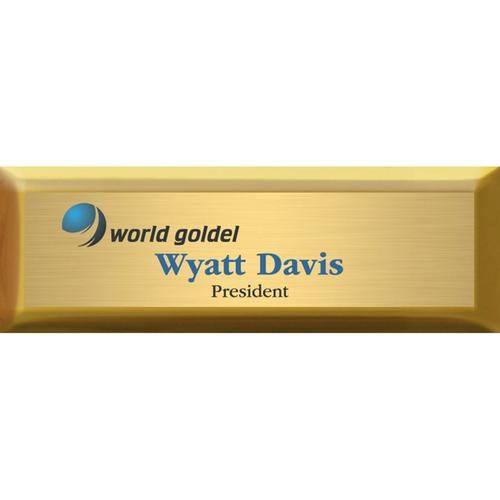 Full Color Aspen Brass Executive Name Tags - 3" x 1"