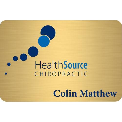 Full Color Aspen Brass Standard Name Badges - 3" x 2"