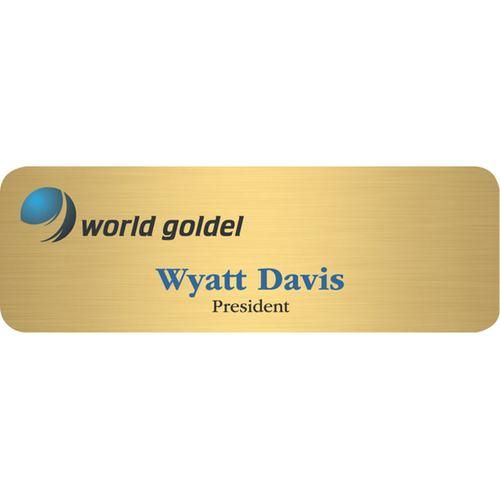 Full Color Aspen Brass Standard Name Tag - 3" x 1"