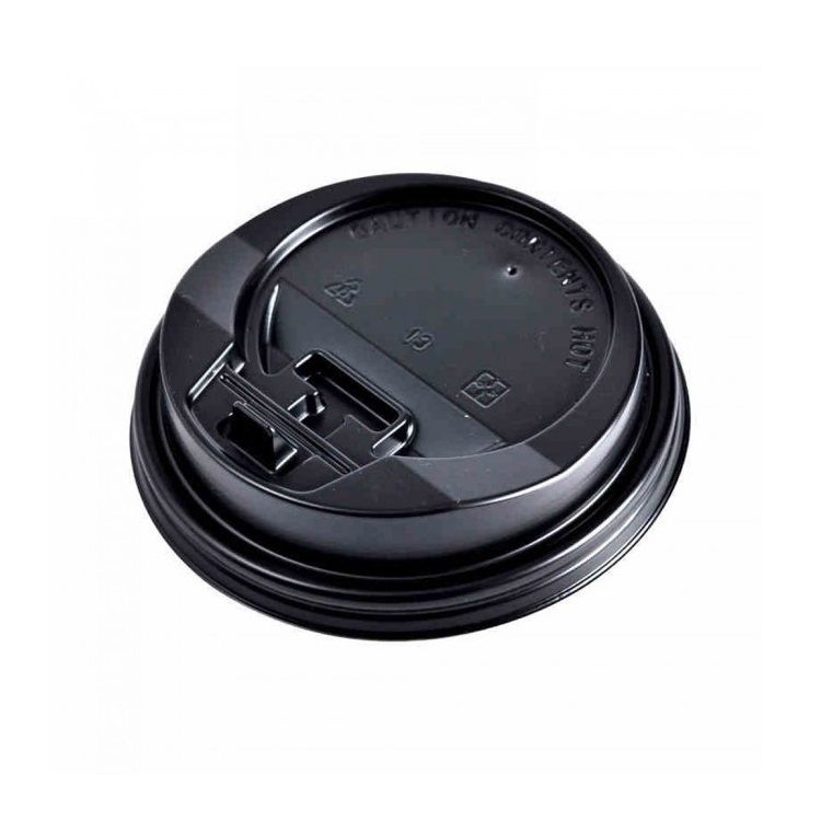 Black Plastic Reclosable Lid for 8oz Paper Hot Cups (80mm) - 1000 / Case